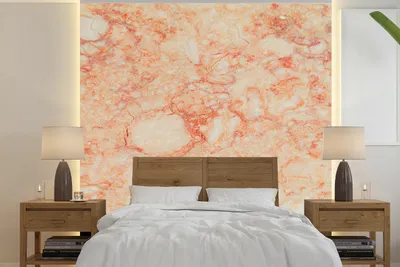 Produktbild von MuchoWow® Fototapete für Wohnzimmer oder Schlafzimmer Wandtapete Vinyl Motivtapete Marmor - Rot - Orange - 240x240 cm - Schlafzimmer-Tapete