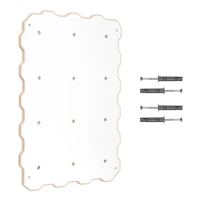 A white climbing wall module with a wood-grain edge and mounting hardware on a white background.