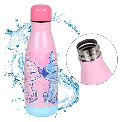 Produktbild von DISNEY Stitch und Angel Rosa Stahl Thermoflasche, Flasche 500ml