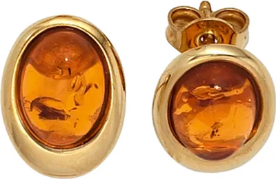 Produktbild von Ohrstecker Stecker Bernstein orange-braun 375 Gold Gelbgold Ohrschmuck