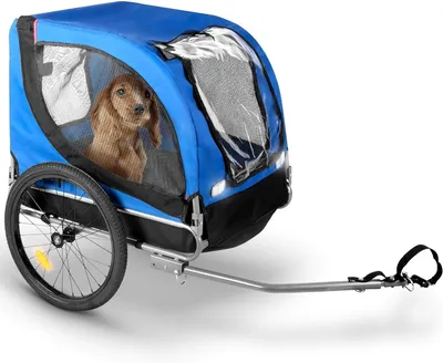Productafbeelding van Hondenfietskar - Hondenkar Aanhanger - Hond Vervoeren - Opvouwbaar Met Reflectoren - Tot 40 KG - Blauw