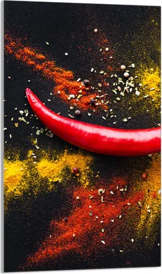 Produktbild von Herdabdeckplatte 30x52 Glaskeramikkochfeld Abdeckung Spritzschutz Glasplatte Deko Schneidebrett, Chilli Bunt