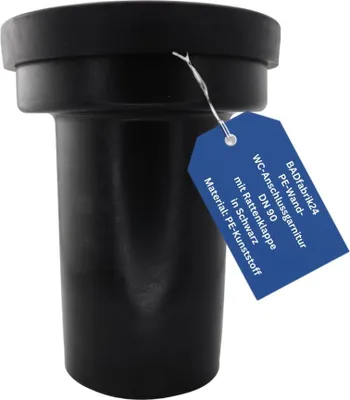 Produktbild von BADfabrik24 PE-Wand-WC-Anschlussgarnitur DN 90 mit Rattenklappe schwarz