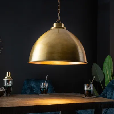 Produktbild von riess-ambiente Design Hängelampe INDUSTRIAL 45cm gold Metall rund höhenverstellbar Pendelleuchte Hängeleuchte Lampe