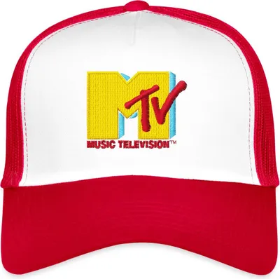 Produktbild von Spreadshirt MTV Logo Als Stick-Design Trucker Cap, One size, Weiß/Rot
