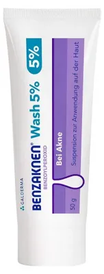 Produktbild von Waschlotion, Galderma, Benzaknen Wash, Antibakterielle Wirkung gegen Pickel, Benzoyl Peroxide 5%, 50gr