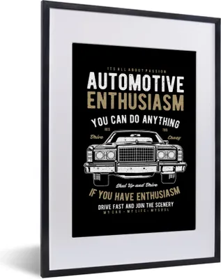Produktbild von MuchoWow® MuchoWow® Gerahmtes Poster Mancave - Auto - Vintage - Schwarz 30x40 cm - Poster mit zchwarzem Bilderrahmen - Wandposter Schlafzimmer