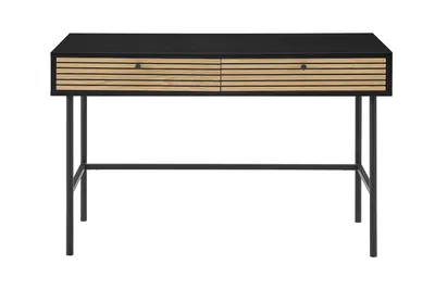 Produktbild von SalesFever Schreibtisch | 2 Schubladen | MDF Eiche Echtholzfurnier | Gestell Metall | B 120 x T 50 x H 75 cm | schwarz-eiche