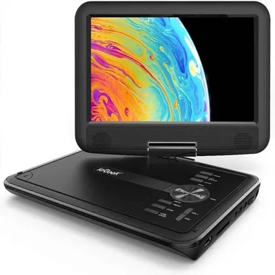 Immagine prodotto di Lettore DVD portatile da 11,5 pollici con batteria ricaricabile da 5 ore e adattatore per auto, ideale per bambini
