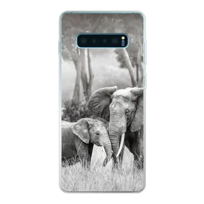 Produktbild von MuchoWow® Handyhülle Schutzhülle Hülle für Samsung Galaxy S10 Plus Elefant - Tiere - Natur - Schwarz und weiß Silikon Softcase Handy Hülle - Schutzhülle