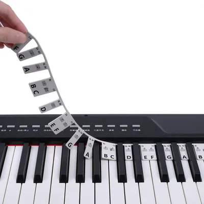 Produktbild von Silikon Klavieraufkleber Abnehmbar - 88 Tasten - Keyboard Aufkleber - Wiederverwendbar - Schwarz