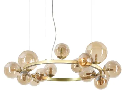 Produktbild von Hängeleuchter Modern Perlage Metall Messing 14 Lichter G9 15W 3000K
