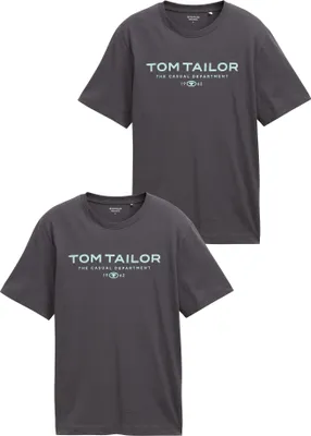 Produktbild von TOM TAILOR 2er-SET T-Shirt mit Rundhals und Logo-Print 1962 Größe: S
