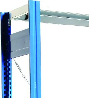 Produktbild von Fachbodenregal mit Tiefenriegel - 350 kg - 3.000 x 931 x 526 mm (HxBxT) - Grundregal - 7 Böden - enzianblau - Lagerregal - Steckregal BERT