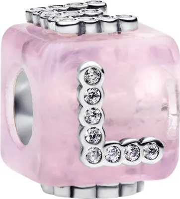 Zdjęcie produktu dla Pandora Charm Kostka miłości Różowe szkło Murano Srebro próby 925 794433C01