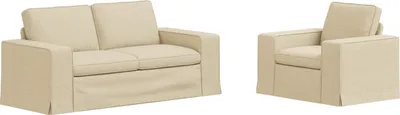 Produktbild von vidaXL Sofa Set 2 Stk. Creme Stoff