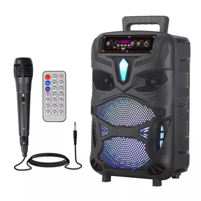 Produktbild von Bluetooth Lautsprecher Mobiler 20W mit LED-Lichteffekten 8" Woofer Karaoke Maschine mit Karaoke Mikrofon Musikbox Bluetooth Box Partybox Rechargeable