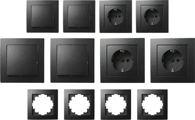 Produktbild von Schalter und Steckdosen Set McPower Flair Einsteiger matt schwarz 16-teilig