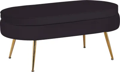 Produktbild von SalesFever Sitzpouf oval | Bezug Samt-Stoff | Gestell Metall goldfarben | B 99 x T 44 x H 40 cm | schwarz