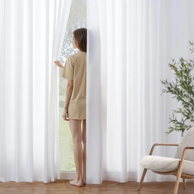 Produktbild von Weiße Durchsichtvorhänge 140x245cm 2-teilig für Schlafzimmer