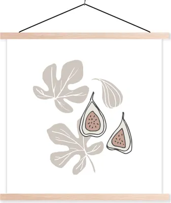 Produktbild von MuchoWow® Textilposter Sommer - Blatt - Braun 60x60 cm mit holzfarbenen Rahmen - Wanddekoration