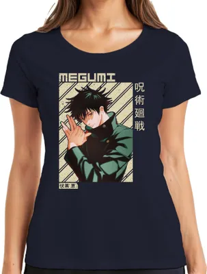 Obrázok produktu pre Megumi Fushiguro Jujutsu Kaisen Shikigami gloomy Otaku gift dámske tričko, Navy, L
