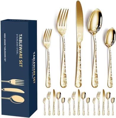 Produktbild von Besteckset 20 Stück, Edelstahl, Blumenmuster, für Küche