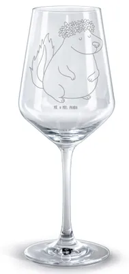Produktbild von Mr. & Mrs. Panda Weinglas Stinktier Mädchen - Transparent - Geschenk, Wildtier, Rotweinglas mit Gravur, Skunk, Yoga, glas für rotwein, graviert, Raubtier, Namaste