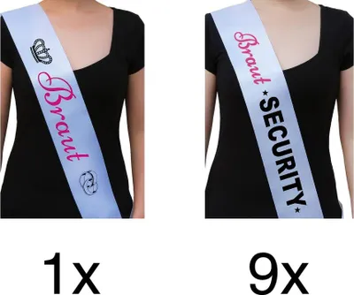 Produktbild von Oblique Unique Schärpe Braut + Braut Security Set JGA Hen Party Bride to be weiß