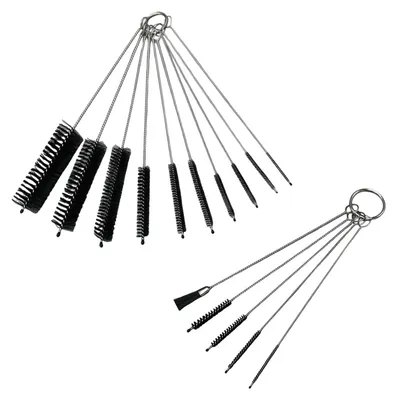 Reagenzglasbürsten-Set, 10+5 Stück, Edelstahl/Nylon, schwarz