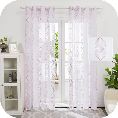 Produktbild von Ibenzoa® halbtransparente Vorhänge 2er-Set in Leinenoptik, 245 x 140 cm, Rosa, mit 8 Metallösen, 100% Polyester