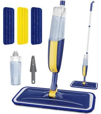Productafbeelding van Vloerwisser spraymop dweilmop - Microvezel - Navulbaar 410 ml - 3 microvezeldoekjes - Harde vloeren