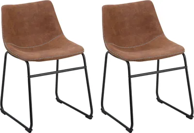Produktbild von BELIANI Stuhl 2er Set Braun Polsterbezug Retro-Design