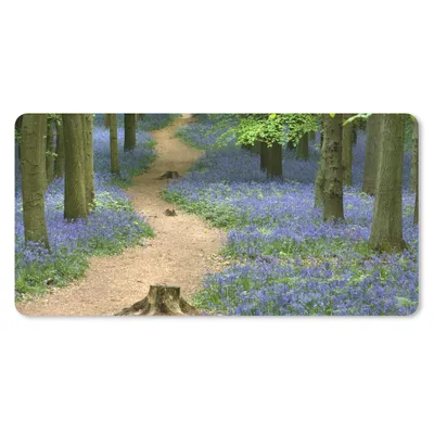 Produktbild von MuchoWow® Mauspad Mousepad Wald - Weg - Blumen - Blau 60x30 cm - Mousepads - Maus Mat - Pad - Mausunterlage - Nachhaltig