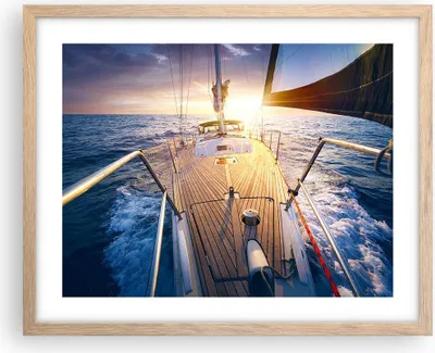 Produktbild von Gerahmtes Poster - Rahmen in heller Eiche - Segelboot Meer - 50x40 cm - Wand Bild - Wanddeko - Wandbilder - Kunstposter - Wandposter - Bilderrahmen - Bilder - Kunstdruck - Wandbild - P2NAA50x40-4076