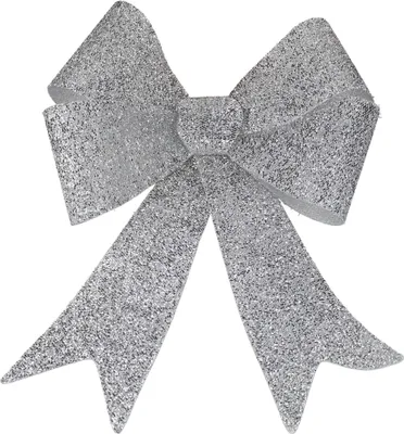 Produktbild von Schleife aus Kunststoff in Glitzeroptik 14 x 17 cm - 2 Stück SILBER