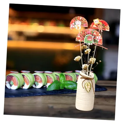 Produktbild von 3 Stück dekorative Blumenstecker im Fächerdesign für DIY-Blumenarrangements und japanische Dekoration