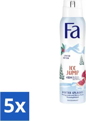 Obrázok produktu pre Fa - Dezodorant v spreji - Winter Splashes Ice Jump - Cool - 48-hodinová ochrana - 150 ml - Hodnotné balenie - 5 kusov