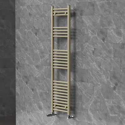 Produktbild von LuxeBath Handtuchheizkörper 400x1500 mm Badheizkörper mit Thermostatventil, Handtuchtrockner Sahara gerade mit Seitenanschluss, Handtuchhalter, Beige