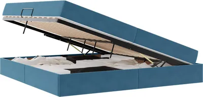 Obrázek produktu pro Postel s úložným prostorem a matrací Tmavě modrá 200 x 200 cm