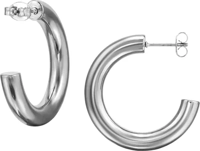 Produktbild von 30 mm Gerundete Halbe Creolen/Ohrstecker aus Edelstahl