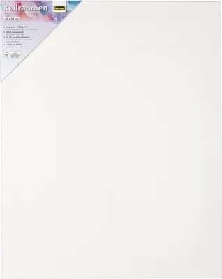 Produktbild von Idena 60033 - Keilrahmen mit Leinwand aus 100% Baumwolle, Grammatur 380 g/m², für Öl- und Acrylfarben, ca. 40 x 50 cm groß, weiß