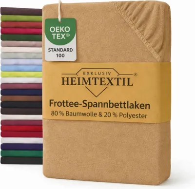 Produktbild von EXKLUSIV HEIMTEXTIL Frottee Spannbettlaken 200 x 220 cm Sand 80% Baumwolle 20% Polyester Bed-Sheet Bettlaken Spannbetttuch Topper Leinentuch