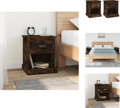 Immagine prodotto di vidaXL Comodini 2 pz. Rovere fumé 39x39x47,5 cm materiale a base di legno - Comodini