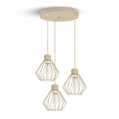 Produktbild von Luxolar - Led Pendelleuchte 3-flammig aus Metal Draht im Edison-Stil E27 60 W - Deckenlampe wohnzimmer, Beige Metal