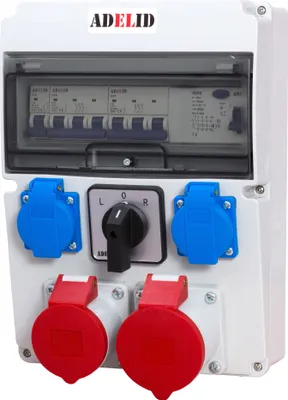 Produktbild von Baustromverteiler Wandverteiler Komplett CEE 2x 16A 400V 2x 16A 230V Schuko Steckdose BALS mit LS-Schalter FI-Schutzschalter Nockenschalter