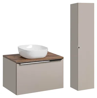 Produktbild von Waschtisch und Hängesäule 80cm Éros mit 1 Schublade, Taupe