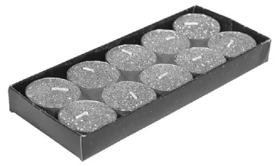 Produktbild von Gerimport Teelicht Kerzen- 10x - Silber Glitter 3,5 cm