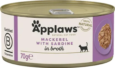 Obrázek produktu pro APPLAWS Makrela se sardinkou v bujónu - mokrá kočka krmivo - 70g