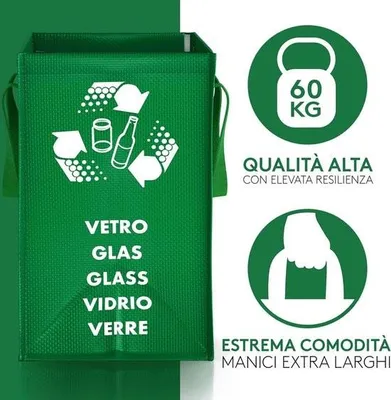 Image de Poubelle à 3 compartiments – Système de tri des déchets pour le papier, le verre et le plastique – 1 pièce – Taille XL – Matériau résistant